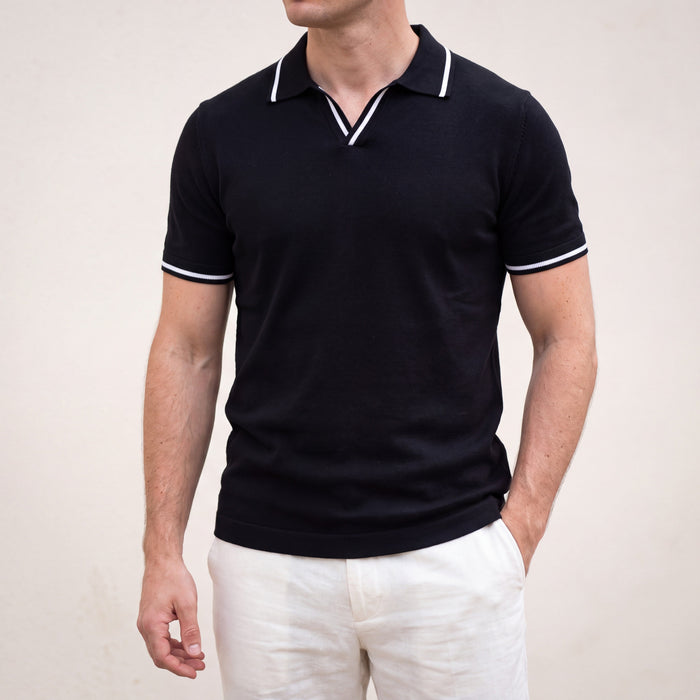 Men's Contrast Trim Slim Fit Polo with Short Sleeves