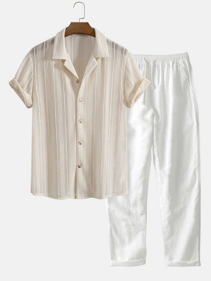 Men's Short-Sleeved Shirt and Pants Set Relaxed Fit