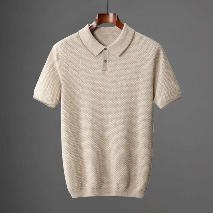Men's Textured Polo with Contrast Collar Trim