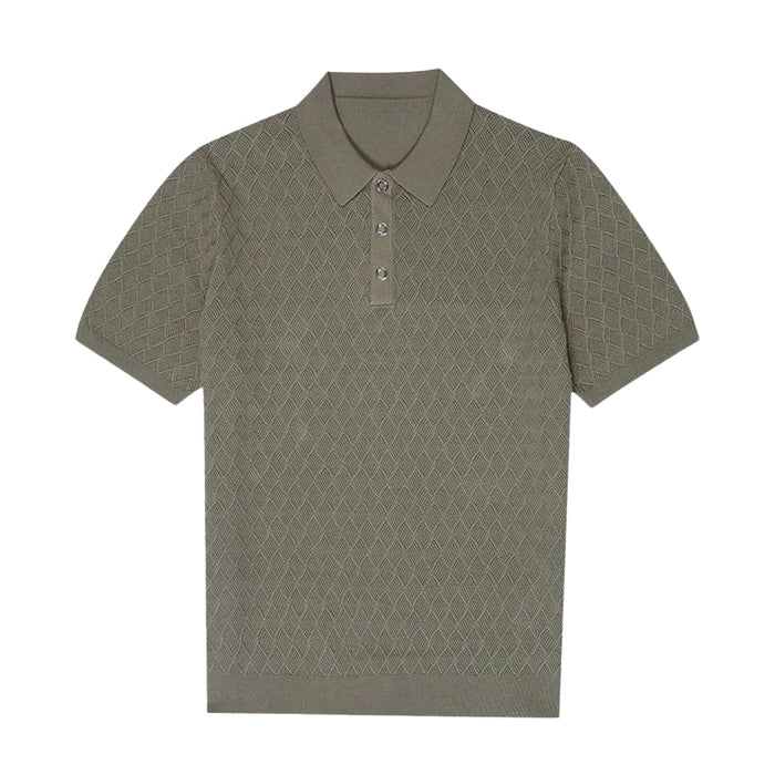 Men's Textured Polo Shirt with Button Placket