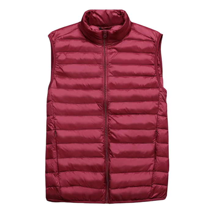 Men's Quilted Puffer Vest with Stand Collar Zip Front
