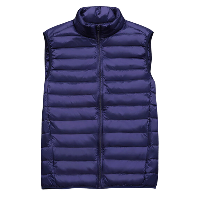 Men's Quilted Puffer Vest with Stand Collar Zip Front