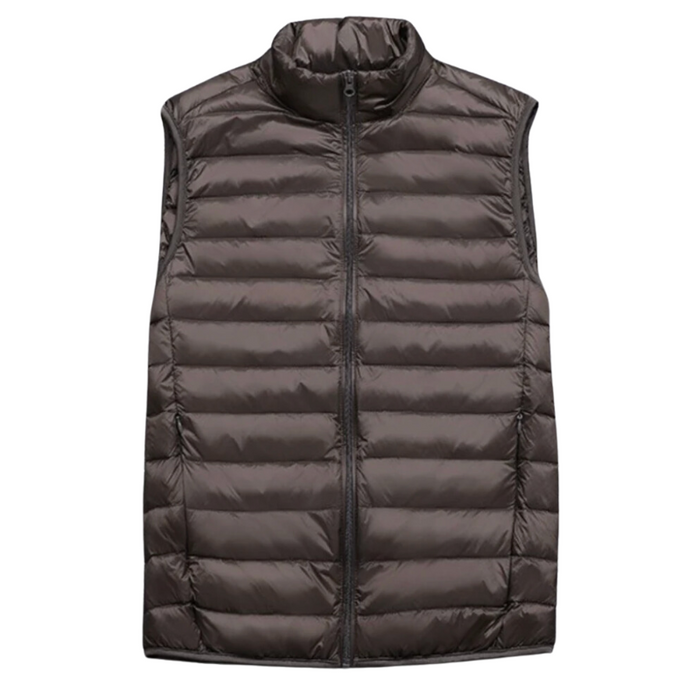 Men's Quilted Puffer Vest with Stand Collar Zip Front