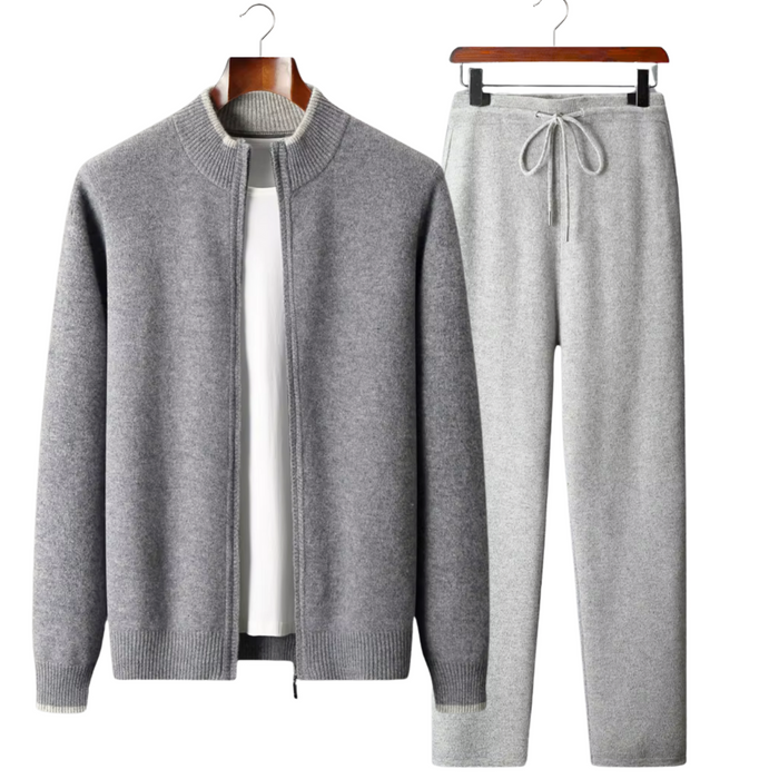 Men's Knit Zip-Up Jacket and Drawstring Pants Set