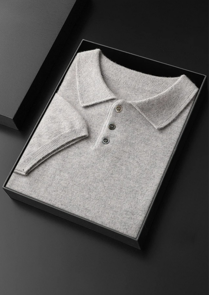 Men's Short Sleeve Polo Shirt with Button Placket