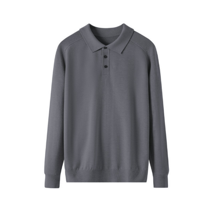 Men's Classic Polo Sweater Long Sleeve with Collar