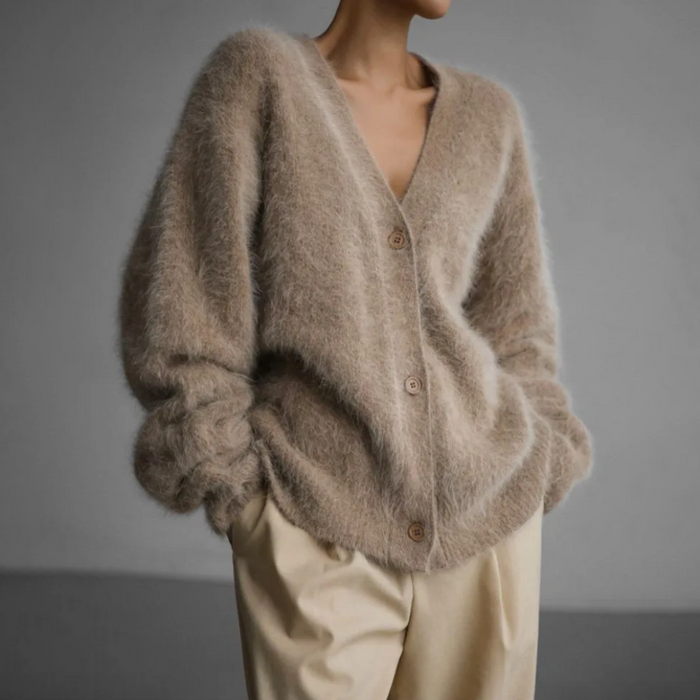 Women's Soft Cardigan Vest with Button Front and V-Neck