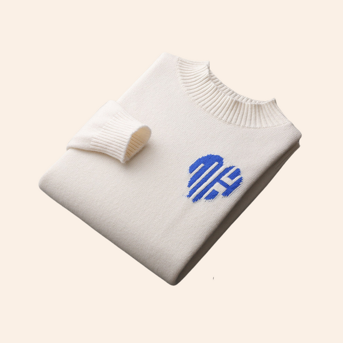 Heart Motif Crew Neck Sweater Long Sleeve