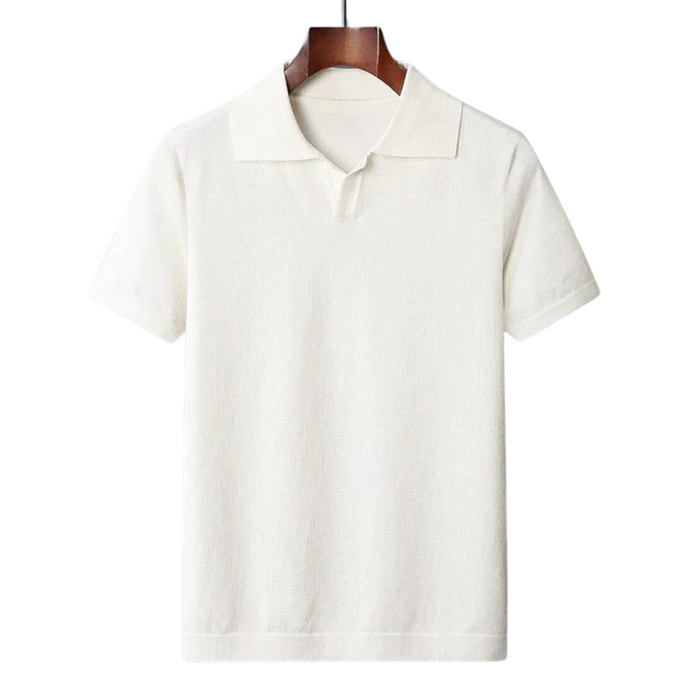 Men's Short Sleeve Polo Shirt with Johnny Collar