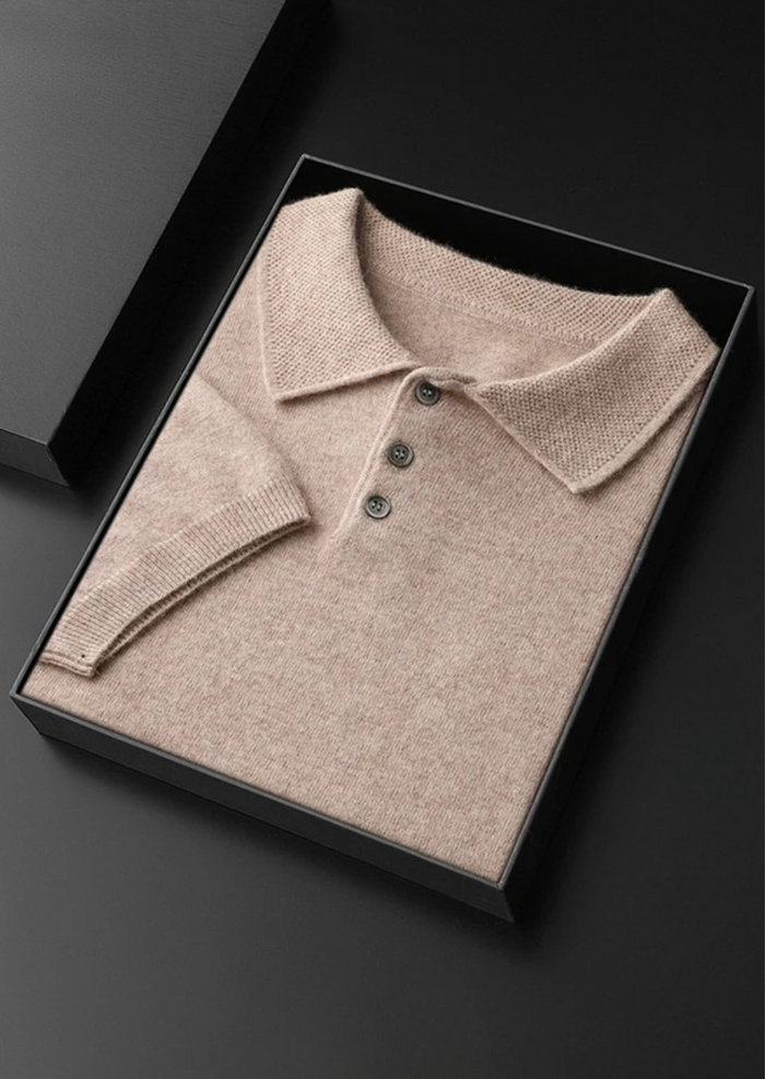 Men's Short Sleeve Polo Shirt with Button Placket