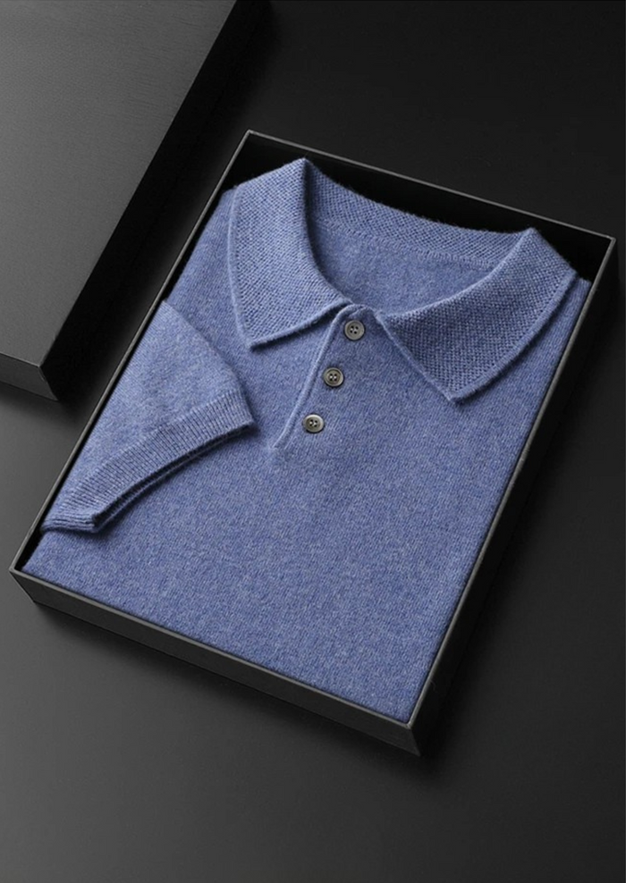Men's Short Sleeve Polo Shirt with Button Placket