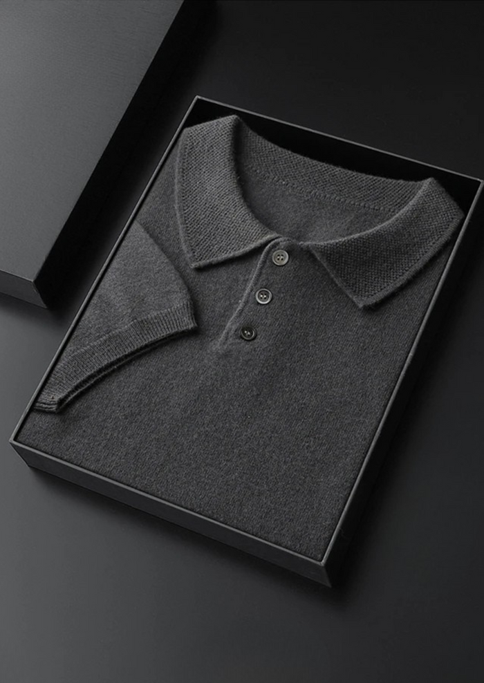 Men's Short Sleeve Polo Shirt with Button Placket