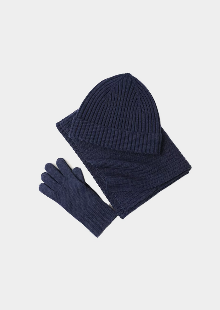 3-Piece Winter Hat Scarf Gloves Set with Ribbed Texture