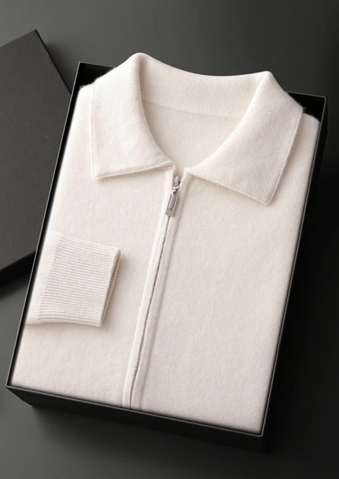 Men's Zip Cardigan with Polo Collar for Work and Casual