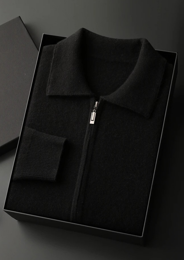 Men's Zip Cardigan with Polo Collar for Work and Casual