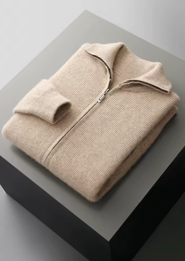 Men's Ribbed Zip Cardigan with Hood for Casual Wear