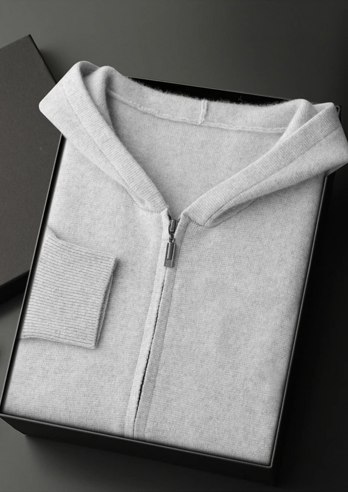 Men's Zip-Up Hoodie with Long Sleeves and Hood