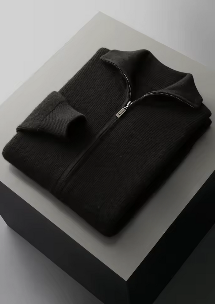 Men's Ribbed Zip Cardigan with Hood for Casual Wear