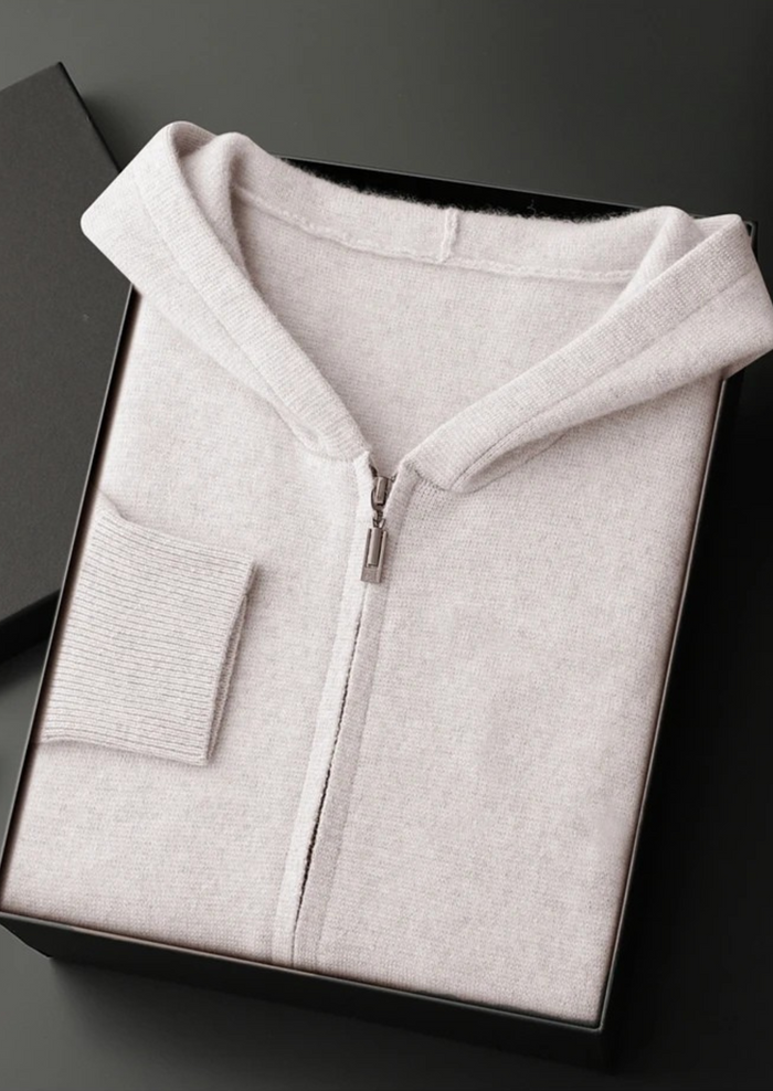 Men's Zip-Up Hoodie with Long Sleeves and Hood