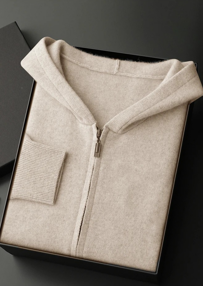 Men's Zip-Up Hoodie with Long Sleeves and Hood