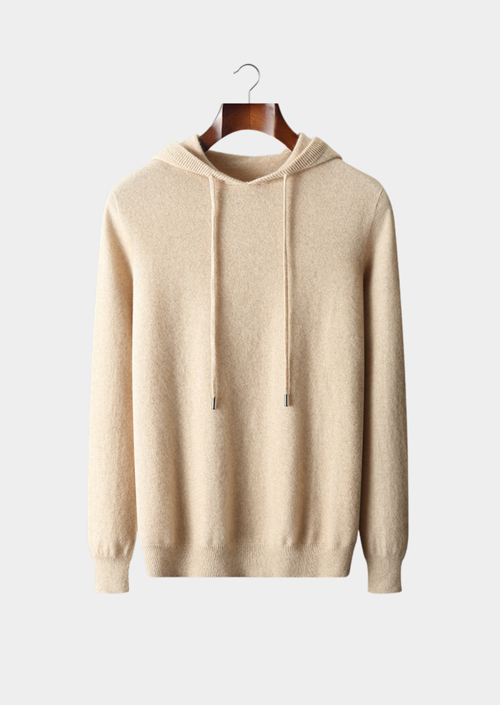 Men's Hooded Sweater with Drawstring and Ribbed Trim