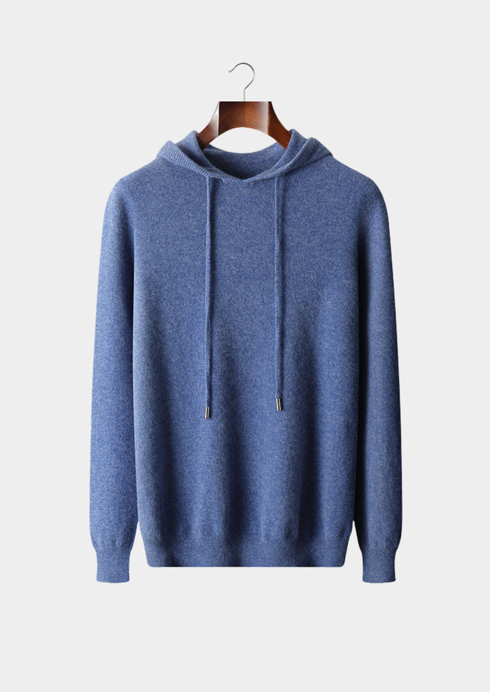 Men's Hooded Sweater with Drawstring and Ribbed Trim