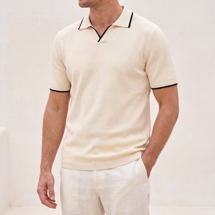 Men's Contrast Trim Slim Fit Polo with Short Sleeves