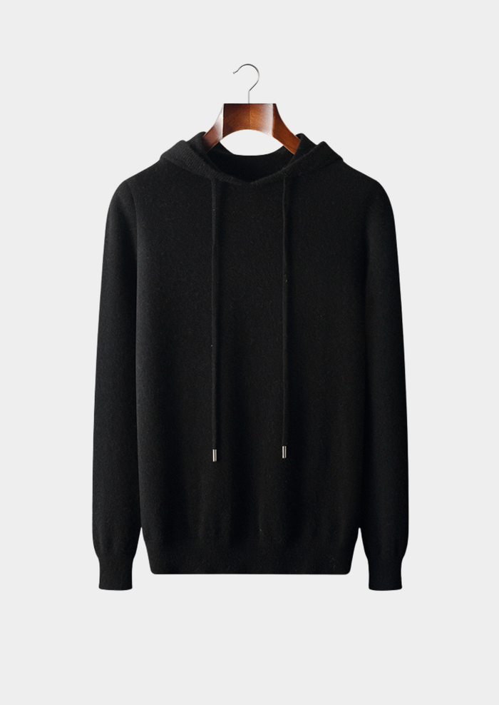 Men's Hooded Sweater with Drawstring and Ribbed Trim