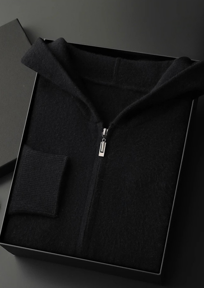 Men's Zip-Up Hoodie with Long Sleeves and Hood