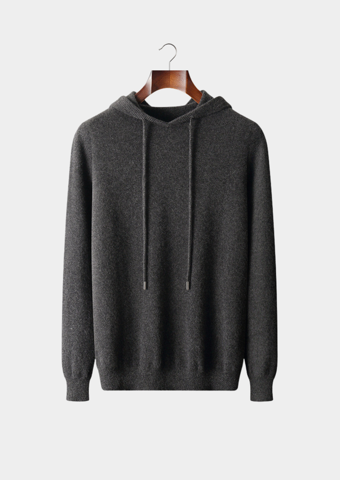 Men's Hooded Sweater with Drawstring and Ribbed Trim