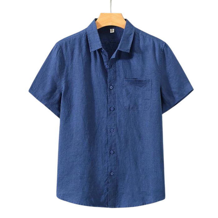 Men's Short Sleeve Button-Up Shirt with Chest Pocket