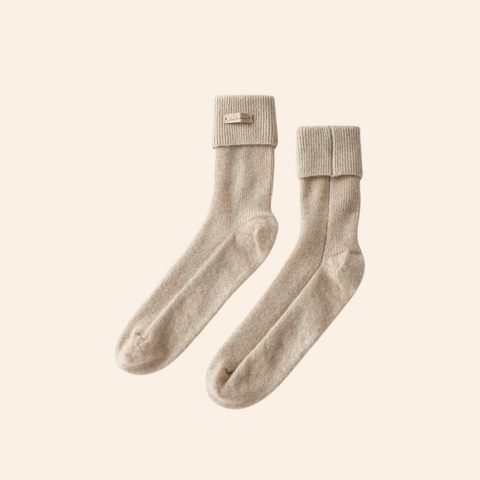 Fold-Over Cuff Socks with Label Detail for Everyday Wear
