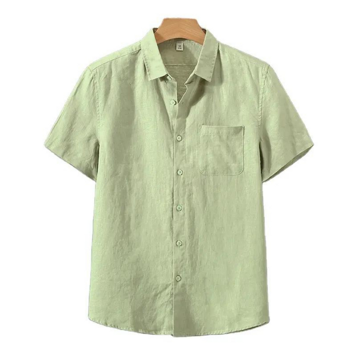 Men's Short Sleeve Button-Up Shirt with Chest Pocket