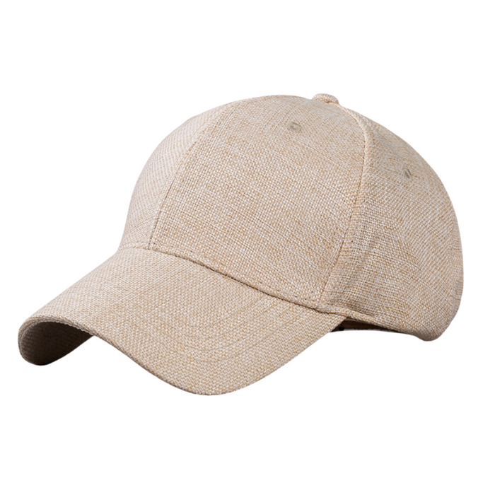 Linen Baseball Cap Adjustable Curved Brim for Summer