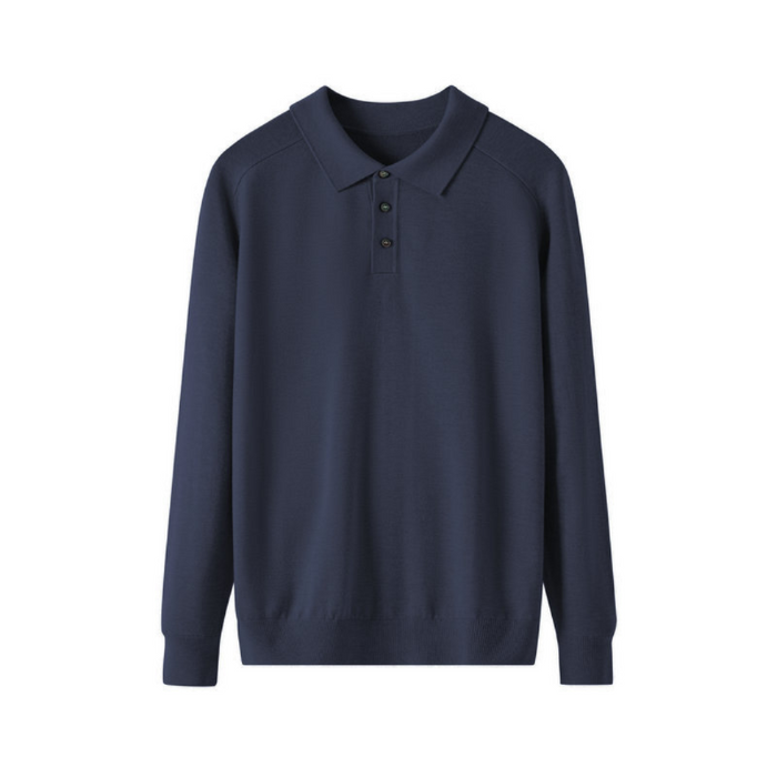 Men's Classic Polo Sweater Long Sleeve with Collar