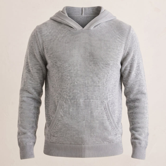 Cashmere Pullover Hoodie with Ribbed Cuffs and Hem