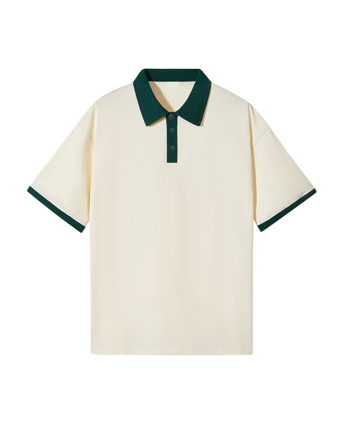 Men's Contrast Trim Polo Shirt with Short Sleeves