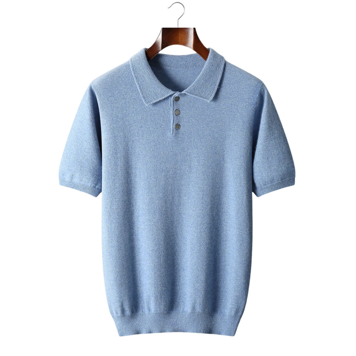 Men's Short Sleeve Polo Shirt with Button Placket