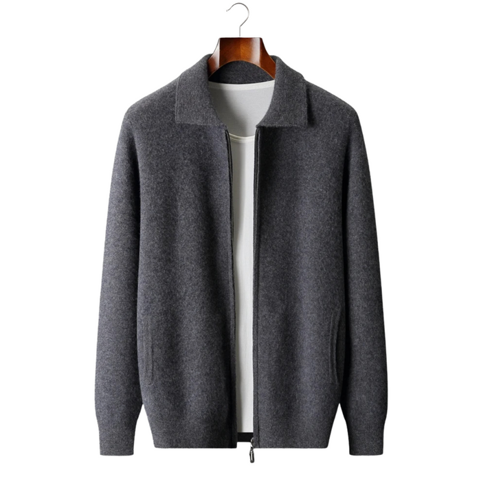 Men's Zip Cardigan with Polo Collar for Work and Casual