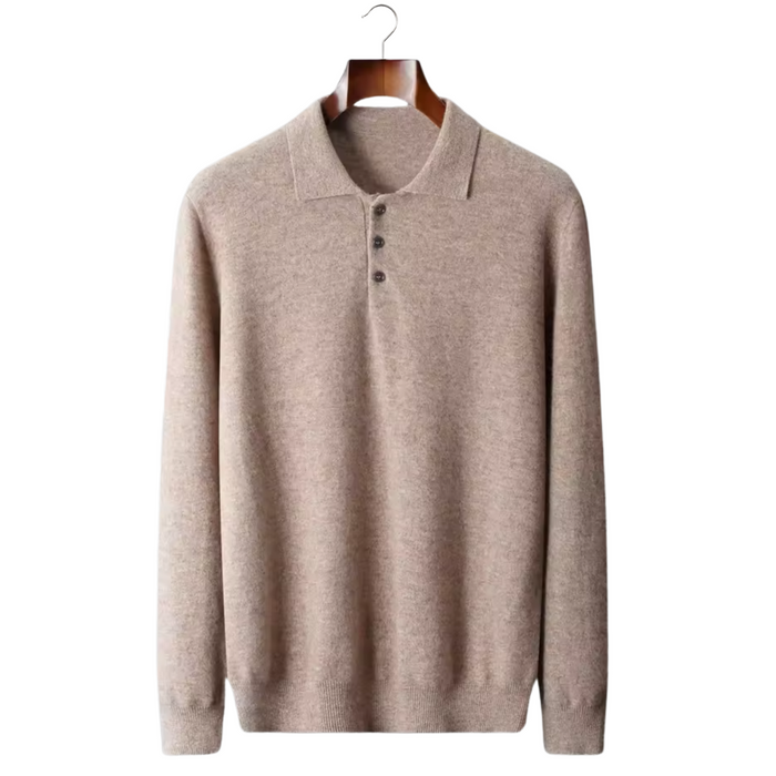 Men's Collared Long Sleeve Sweater with Button Placket