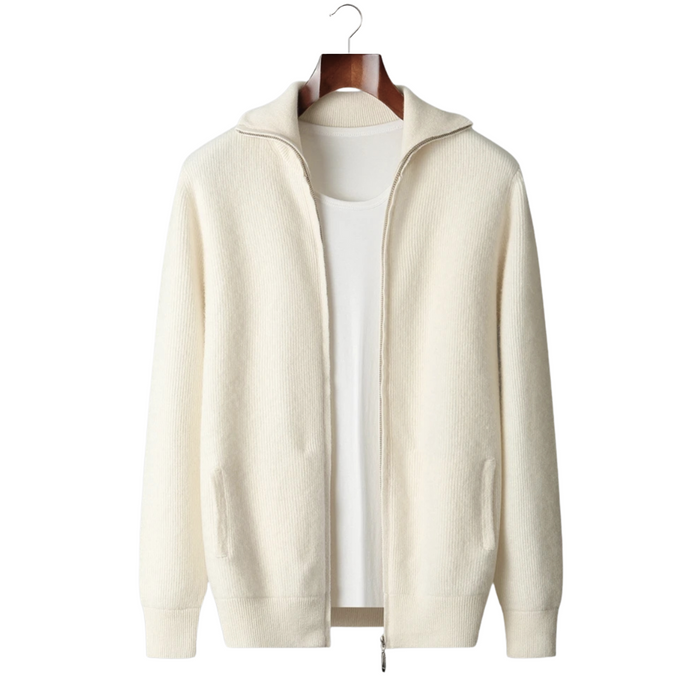Men's Ribbed Zip Cardigan with Hood for Casual Wear