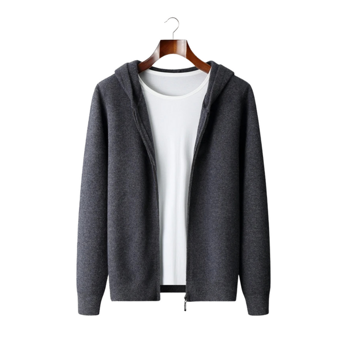 Men's Zip-Up Hoodie with Long Sleeves and Hood