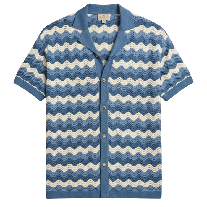 Men's Chevron Wave Button-Up Shirt Short Sleeve Collar