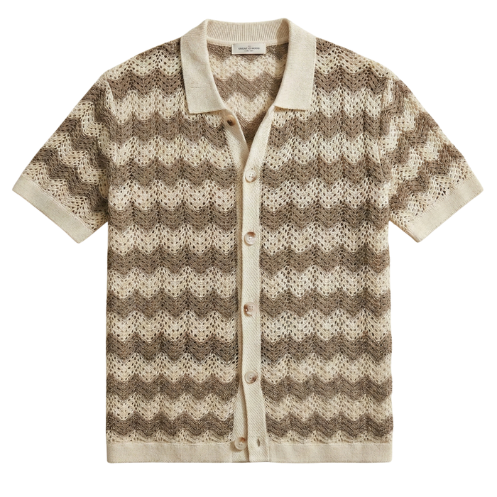Men's Mesh Polo Shirt with Short Sleeves and Button Front