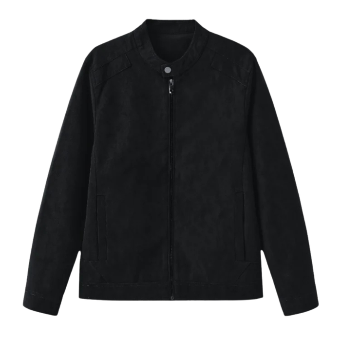 Men's Bomber Jacket with Stand Collar and Front Zipper