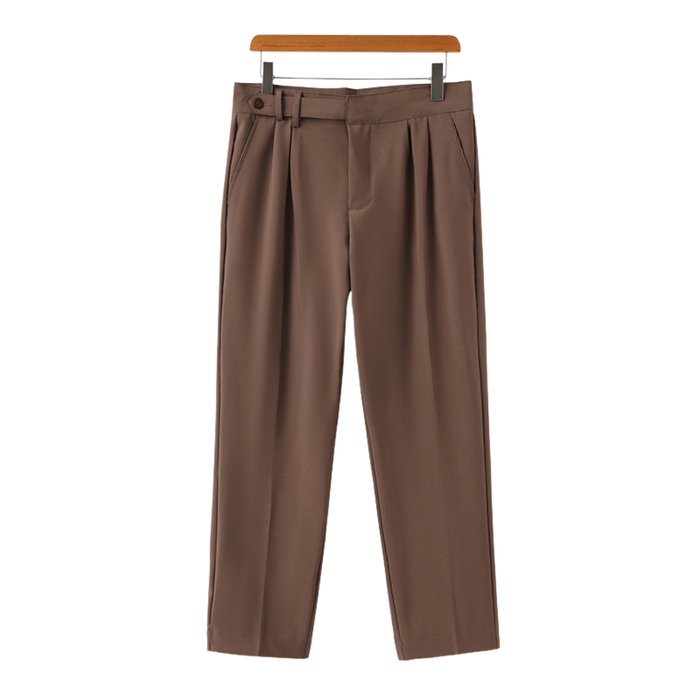 Women's High-Waist Pleated Trousers with Belt Detail