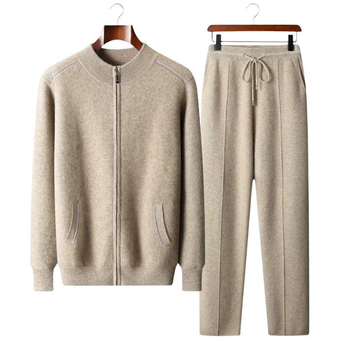 Men's Zip Front Cardigan and Drawstring Pants Set