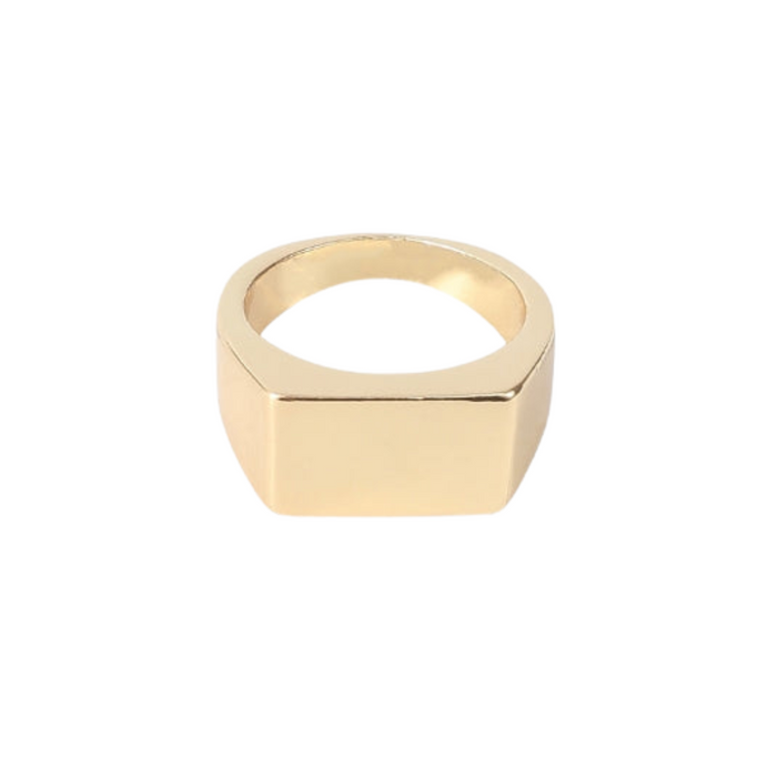 Men's Geometric Signet Ring with Rectangular Face