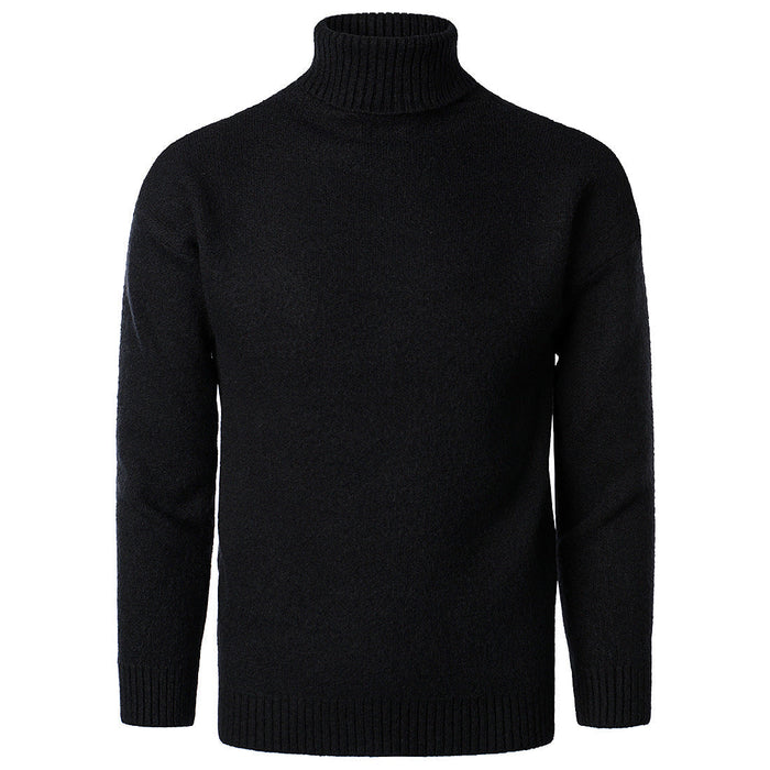 Men's Turtleneck Sweater with Ribbed Collar and Cuffs
