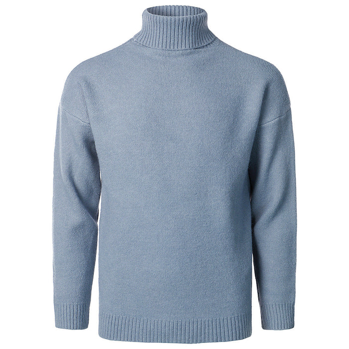 Men's Turtleneck Sweater with Ribbed Collar and Cuffs